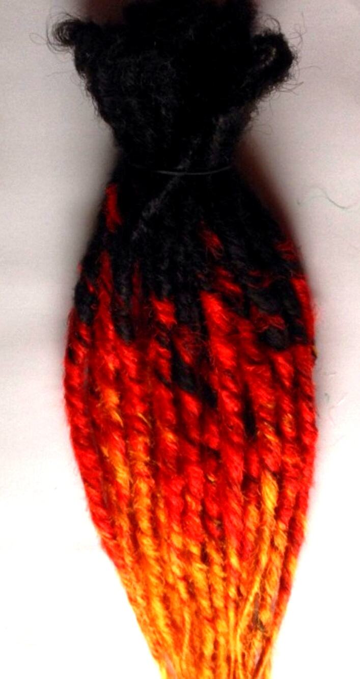 30 SE Single Ended Flame Fire Dreads Dreadlock Hair Extensions Red Orange Yellow